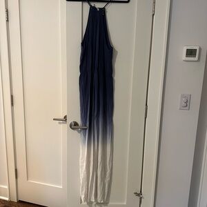 Blue Ombre Halter Maxi Dress